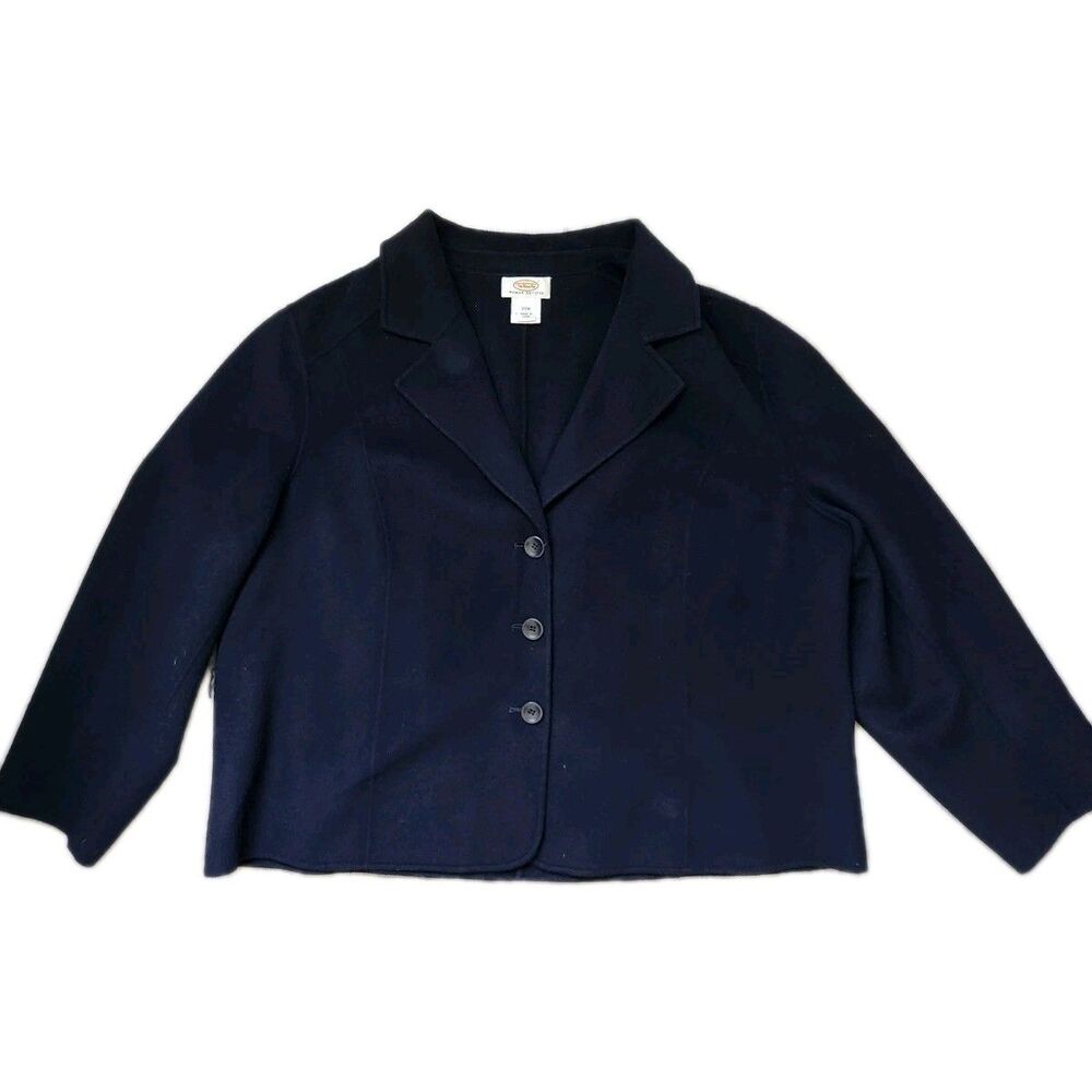 Talbots Petites Women’s 22W Navy Wool Blazer Jacket Career Office 3 Button EUC